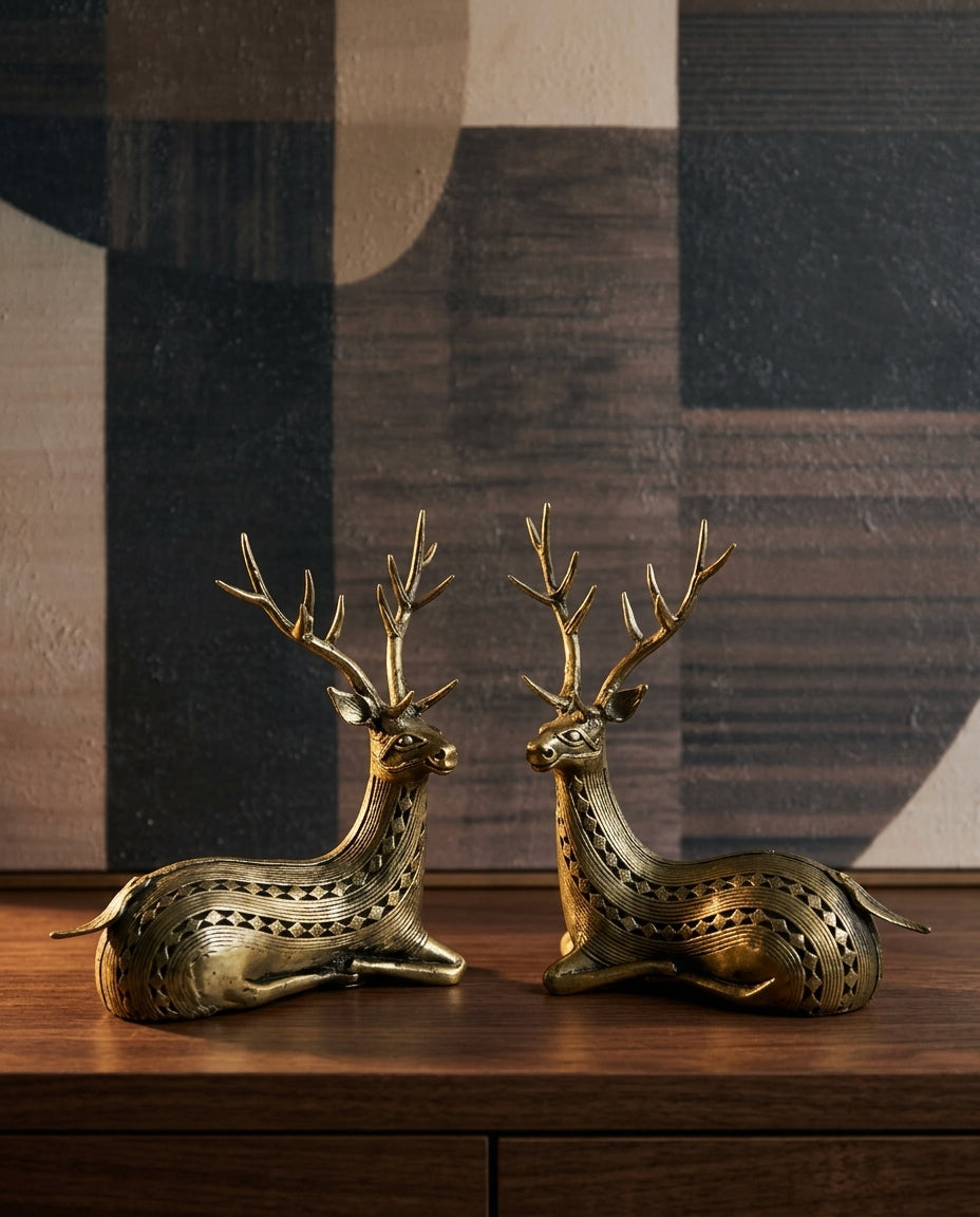 Dhokra Resting Stag Pair