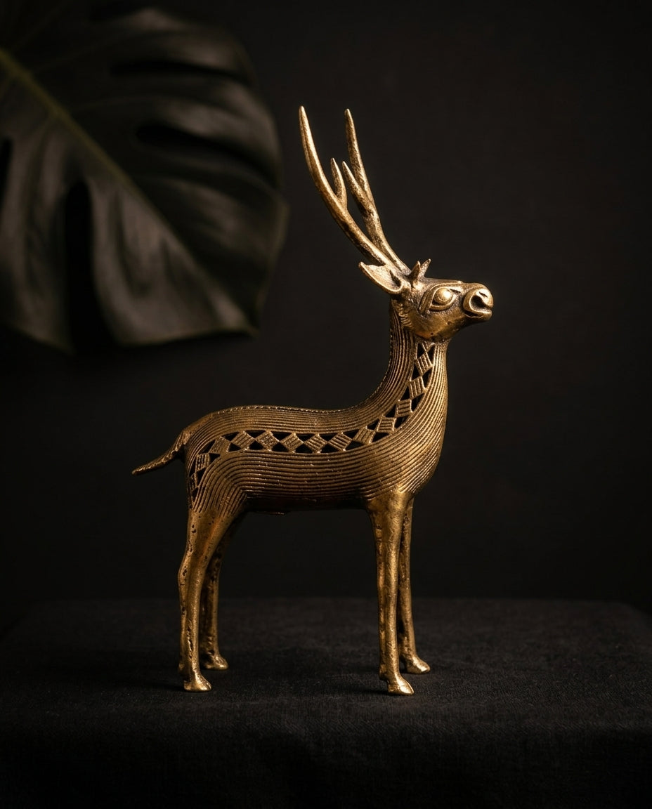 Dhokra Standing Deer Pair