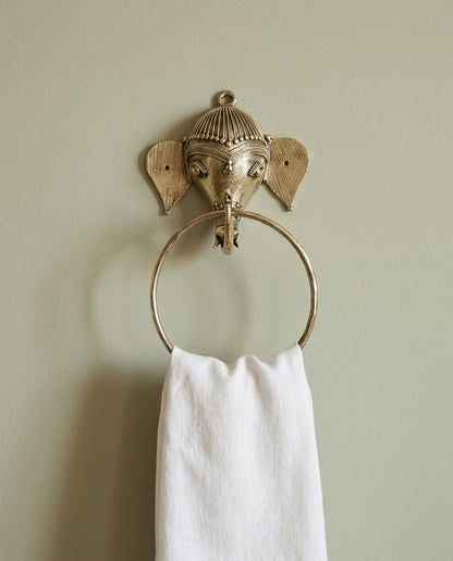 Dhokra Elephant Head Towel Ring