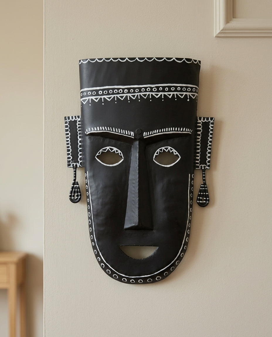Wrought Iron Mask with Aztec Detail Work