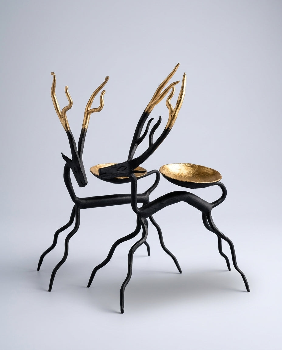 Wrought Iron Deer Candle Holders (Set of 2)