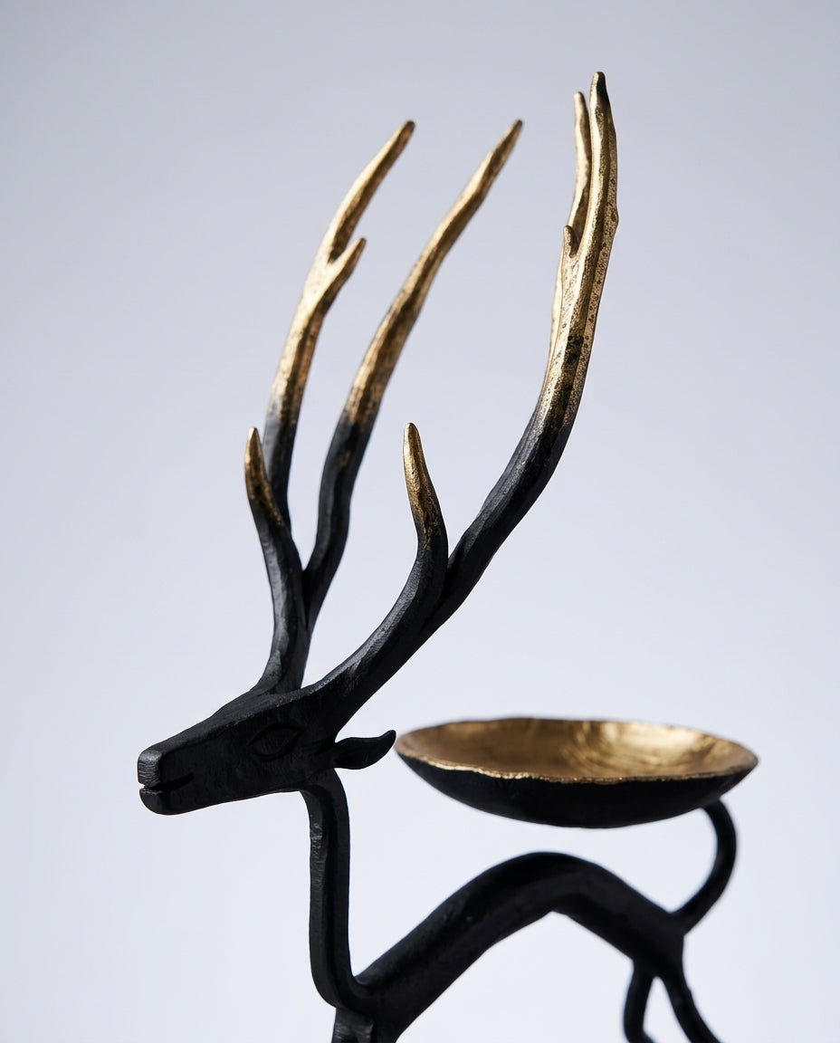 Wrought Iron Deer Candle Holders (Set of 2)