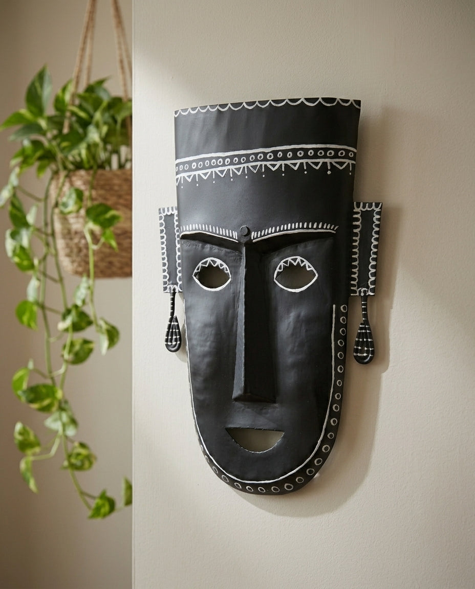 Wrought Iron Mask with Aztec Detail Work