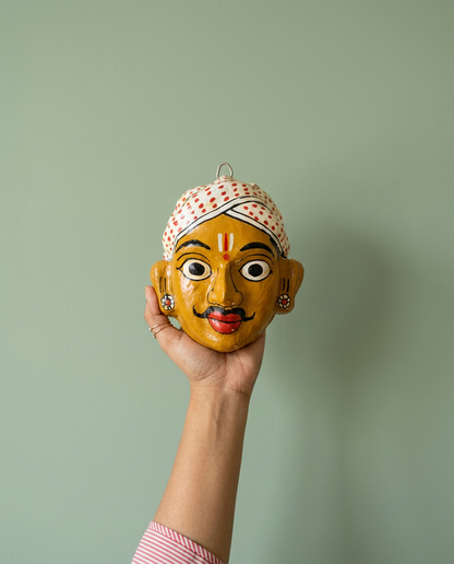 Cheriyal Mukhauta — Hand-Painted Wall Bust Pair (Medium)
