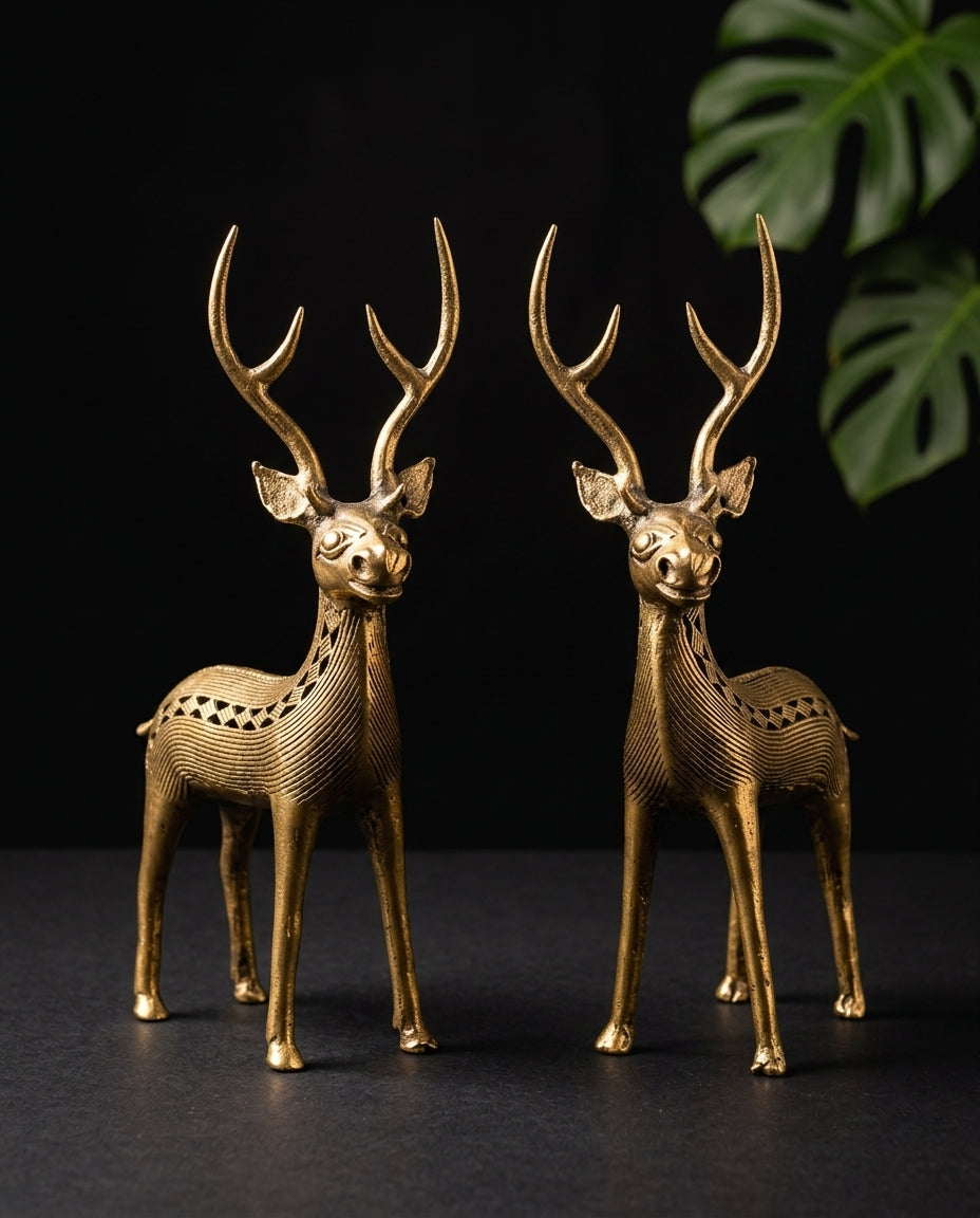 Dhokra Standing Deer Pair