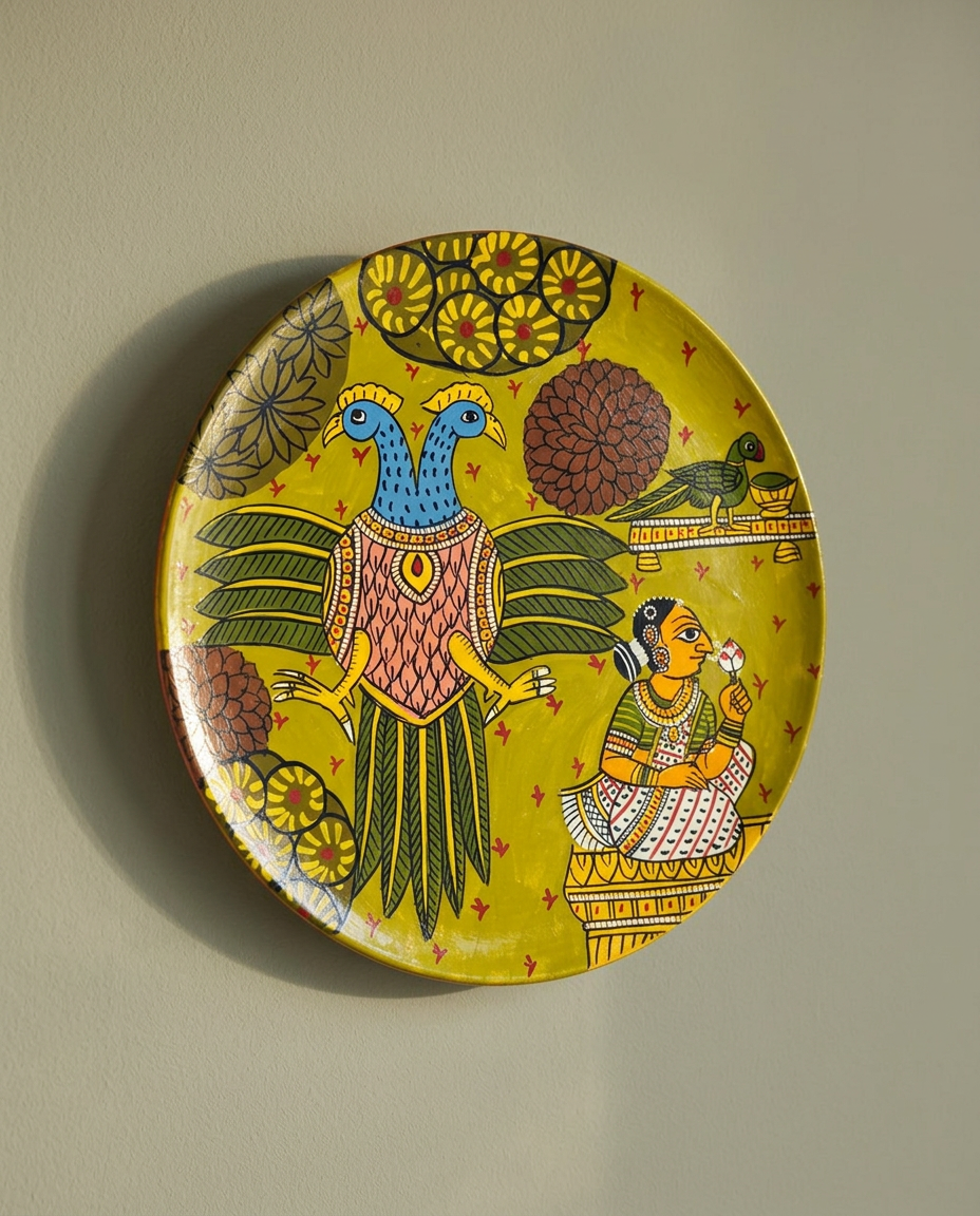 Cheriyal Wall Plate — The Two-Headed Peacock