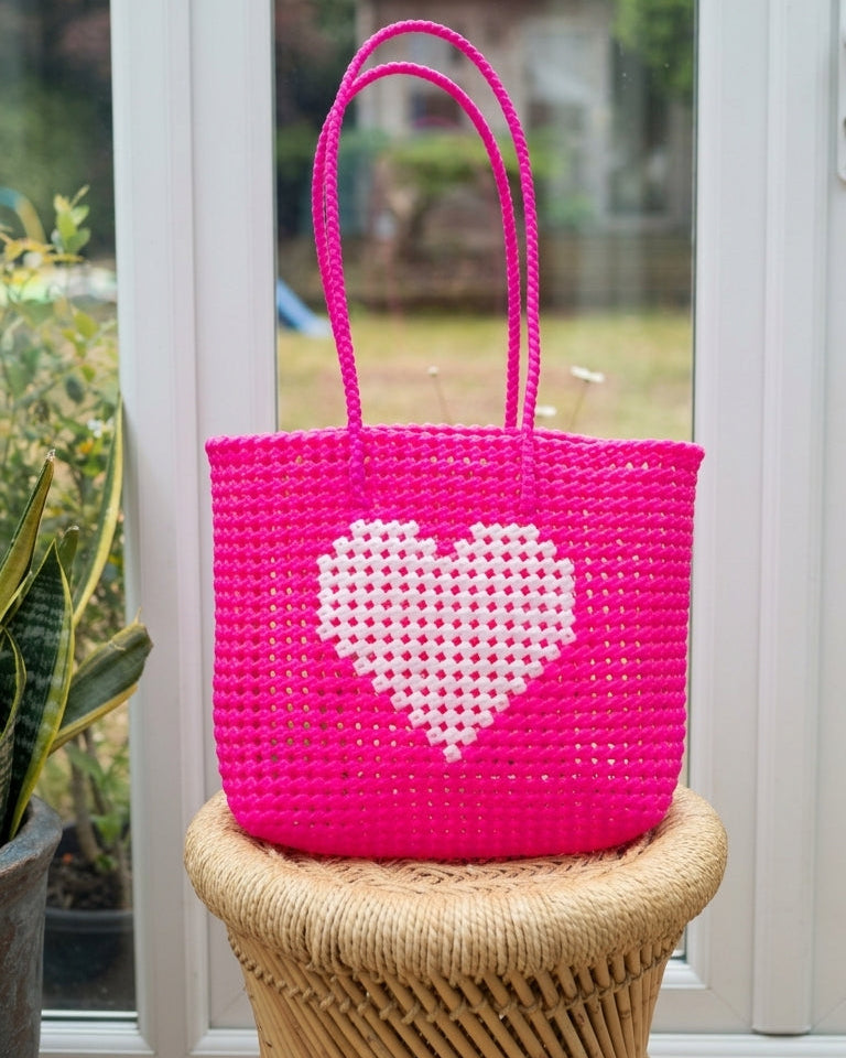 The Koodai Tote — Hot Pink Heart