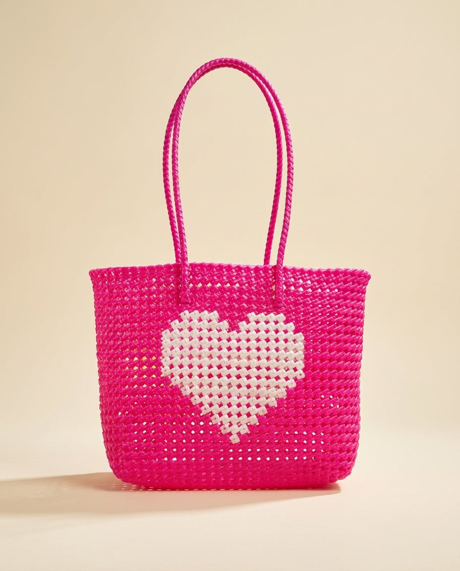 The Koodai Tote — Hot Pink Heart