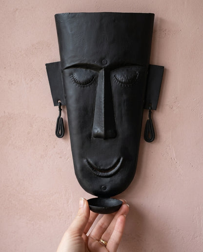 Wrought Iron Mask with Tea Light Holder