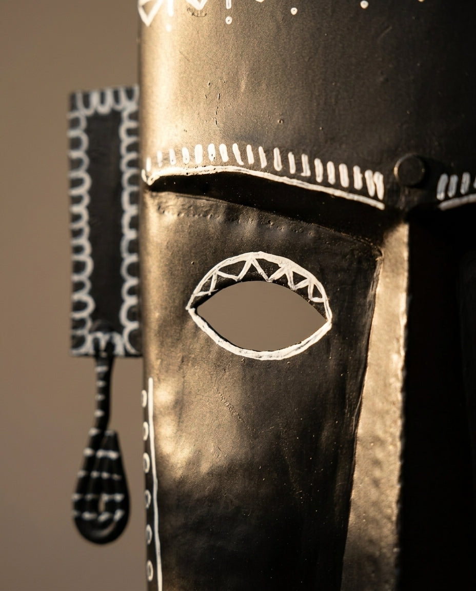Wrought Iron Mask with Aztec Detail Work