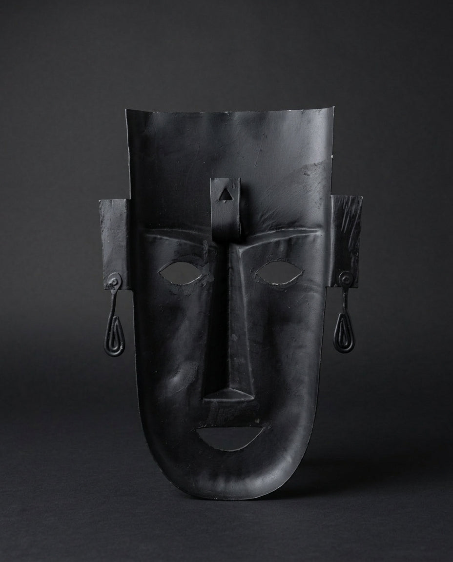 Wrought Iron Mask with Aztec Detail Work