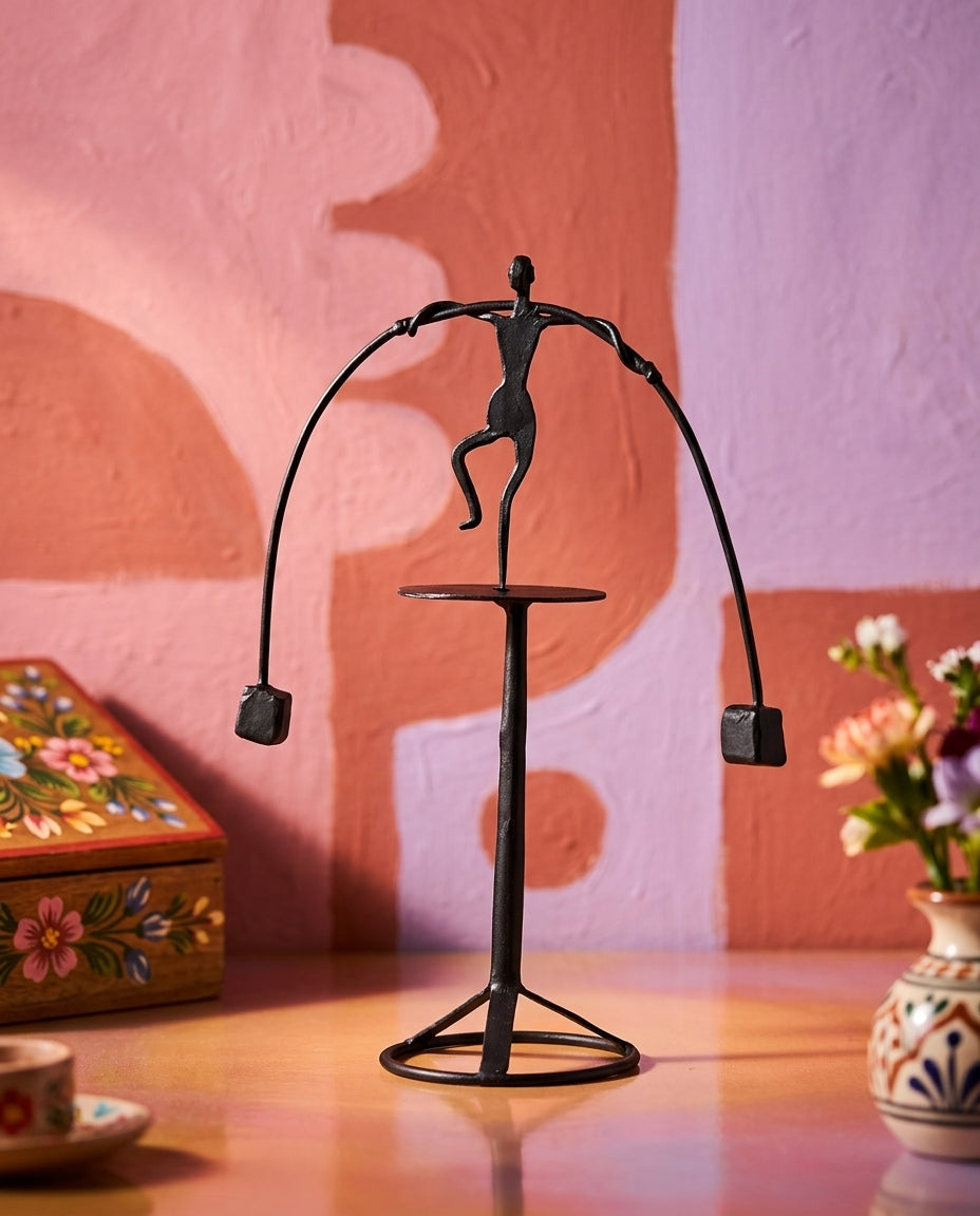 Wrought Iron Man Balancing Figure