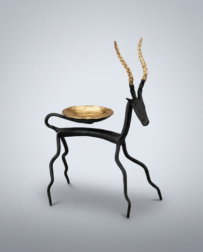 Wrought Iron Antelope Tealight Holder – Spiral Horn (Set of 2)