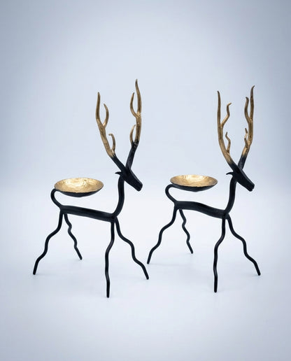 Wrought Iron Reindeer Tealight Holders (Set of 2)