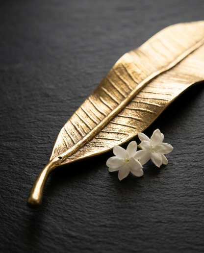 Champa Leaf Brass Incense Holder