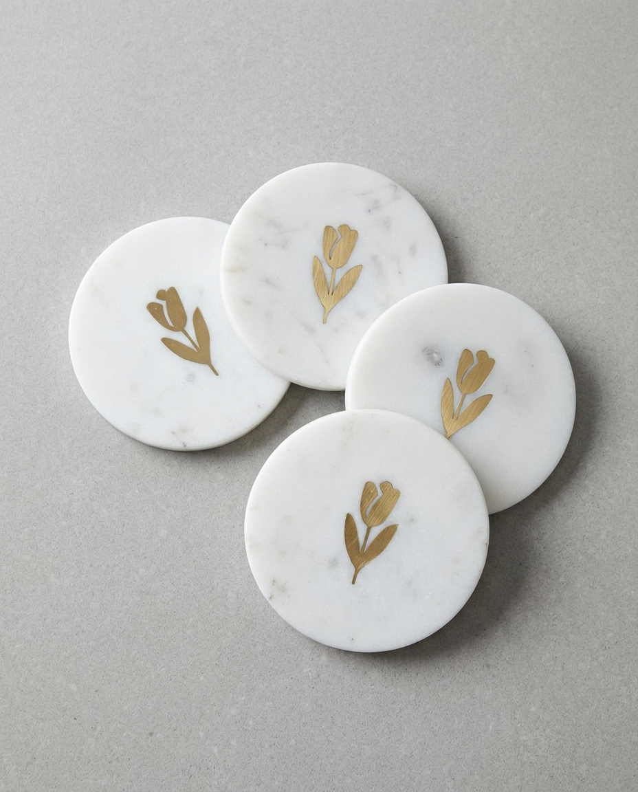 Tulip Marble Coasters, Set of 4