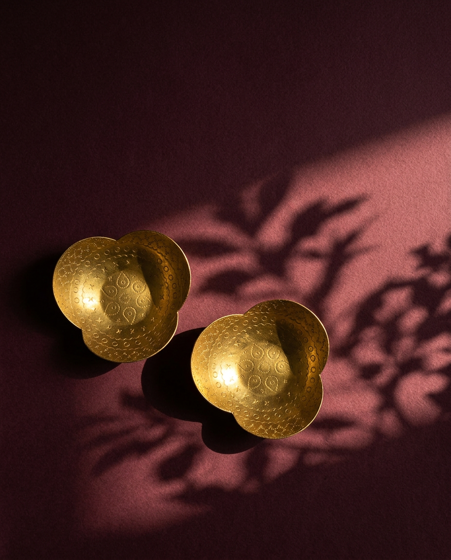 Brass Bloom Trinket Dish &amp; Tealight Holder (Set of 2)
