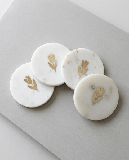 Tulip Marble Coasters, Set of 4