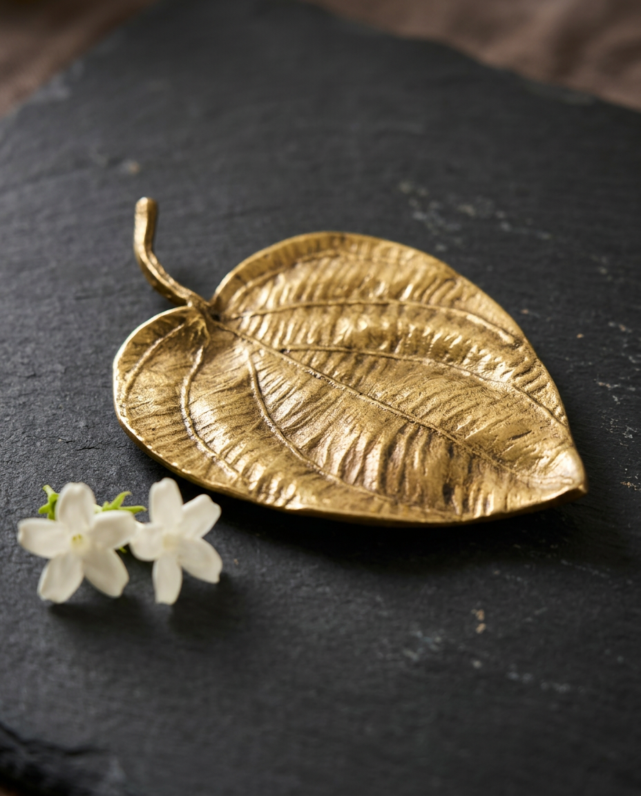 Paan Leaf Brass Incense Holder