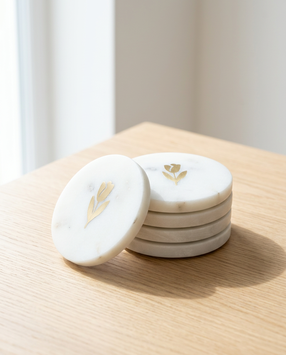 Tulip Marble Coasters, Set of 4