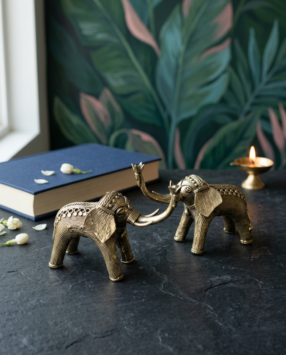 Dhokra Elephant Pair