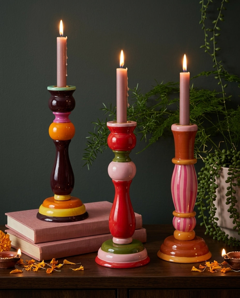 Gulab Hand-Painted Candle Stand