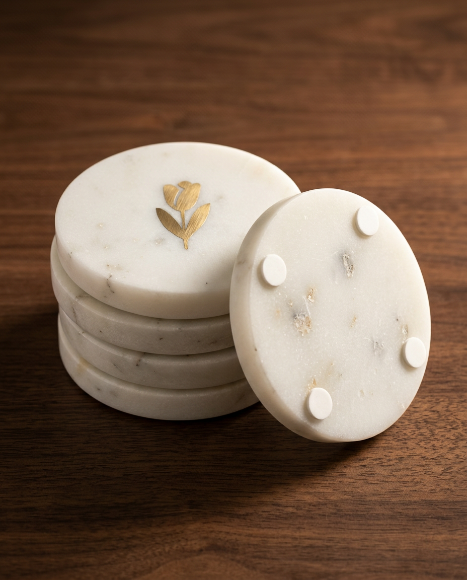 Tulip Marble Coasters, Set of 4