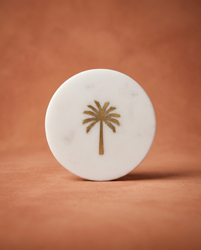 Palm Marble Coasters, Set of 4