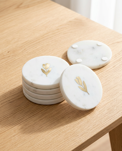 Tulip Marble Coasters, Set of 4