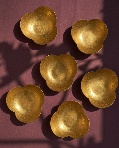 Brass Bloom Trinket Dish &amp; Tealight Holder (Set of 2)