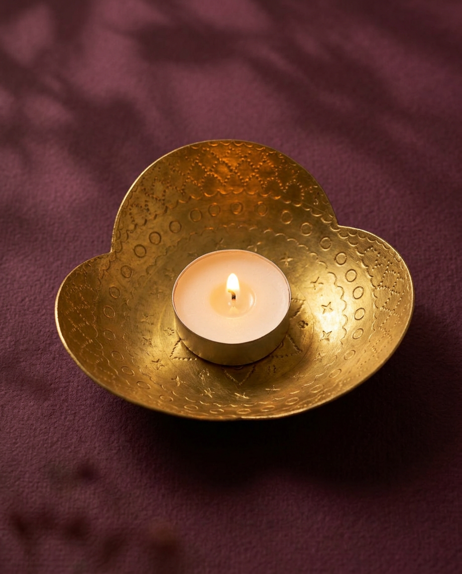 Brass Bloom Trinket Dish &amp; Tealight Holder (Set of 2)