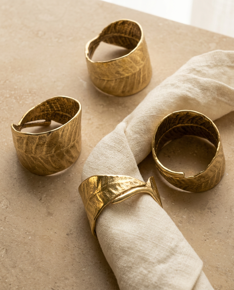 Mango Leaf Napkin Rings, Set of 4