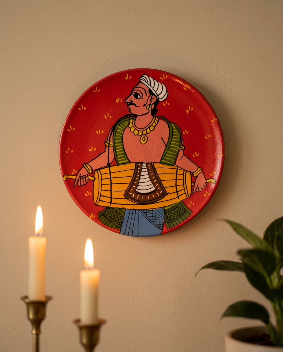 Cheriyal Wall Plate – The Drummer (Small)