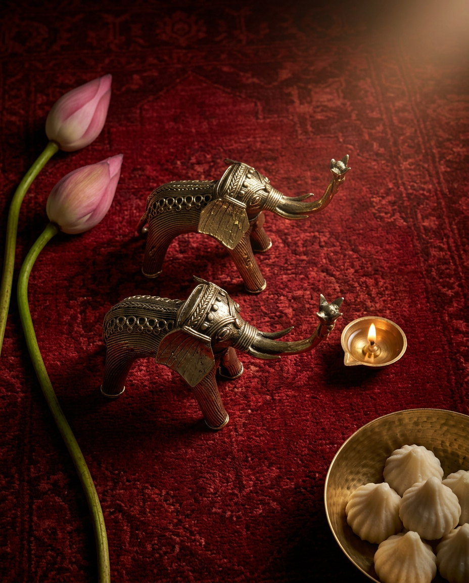Dhokra Elephant Pair