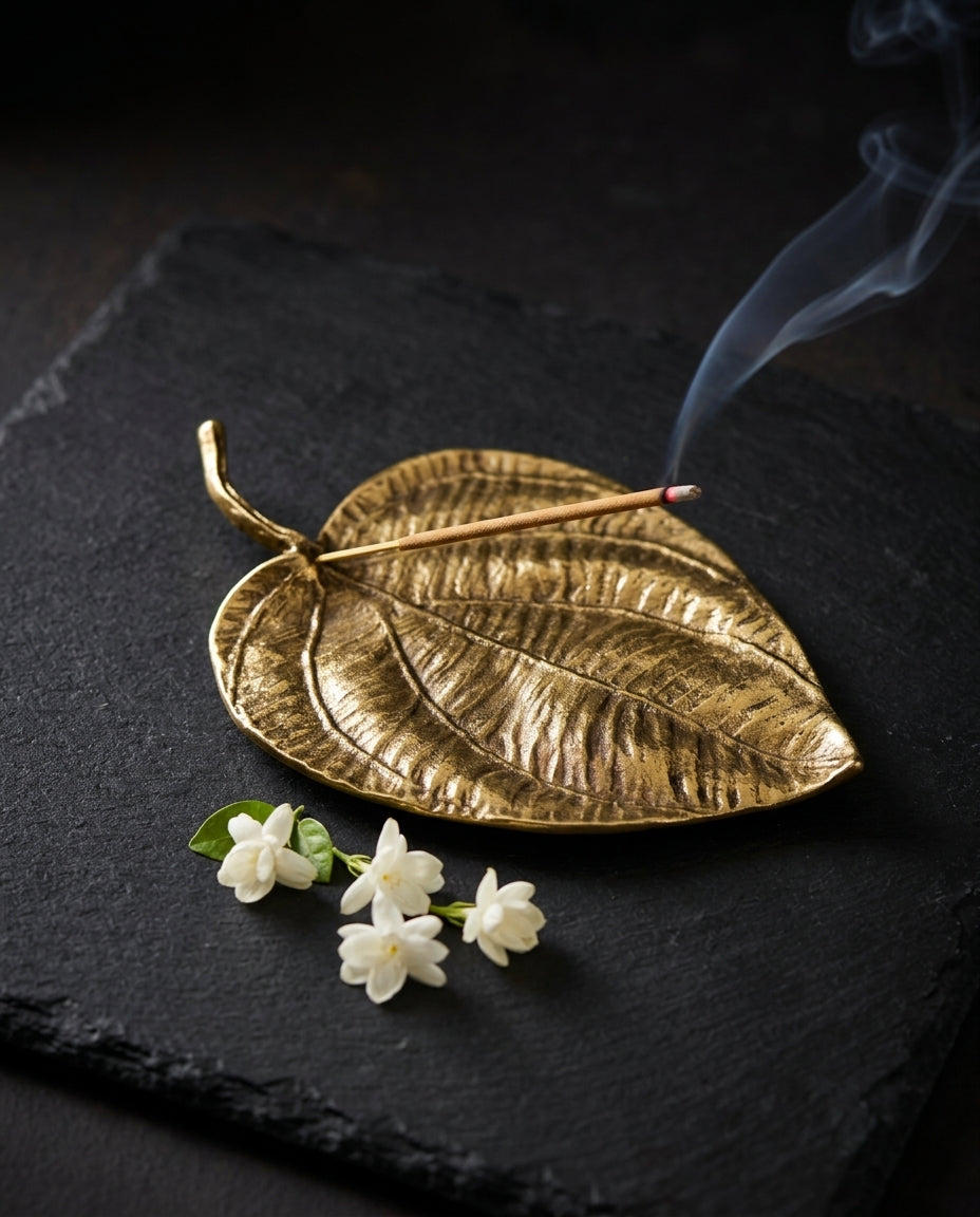 Paan Leaf Brass Incense Holder
