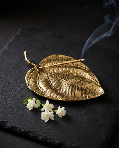 Paan Leaf Brass Incense Holder