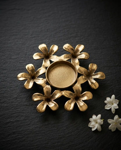 Champa Bloom Brass Tealight Holders
