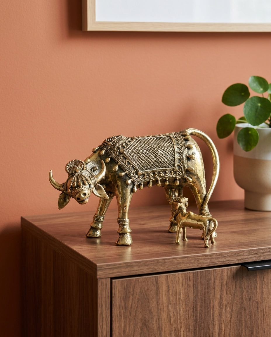 Dhokra Grazing Cow &amp; Calf