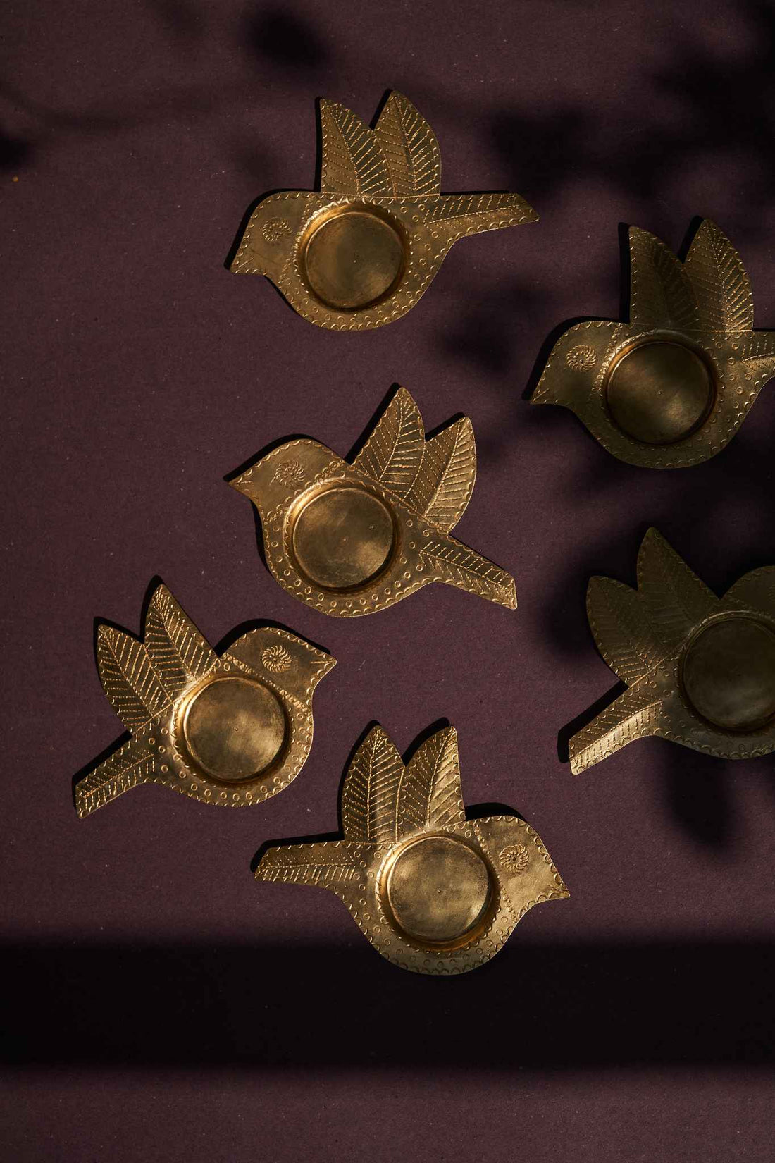 Brass Bird Tea Light Holder (Set of 2)