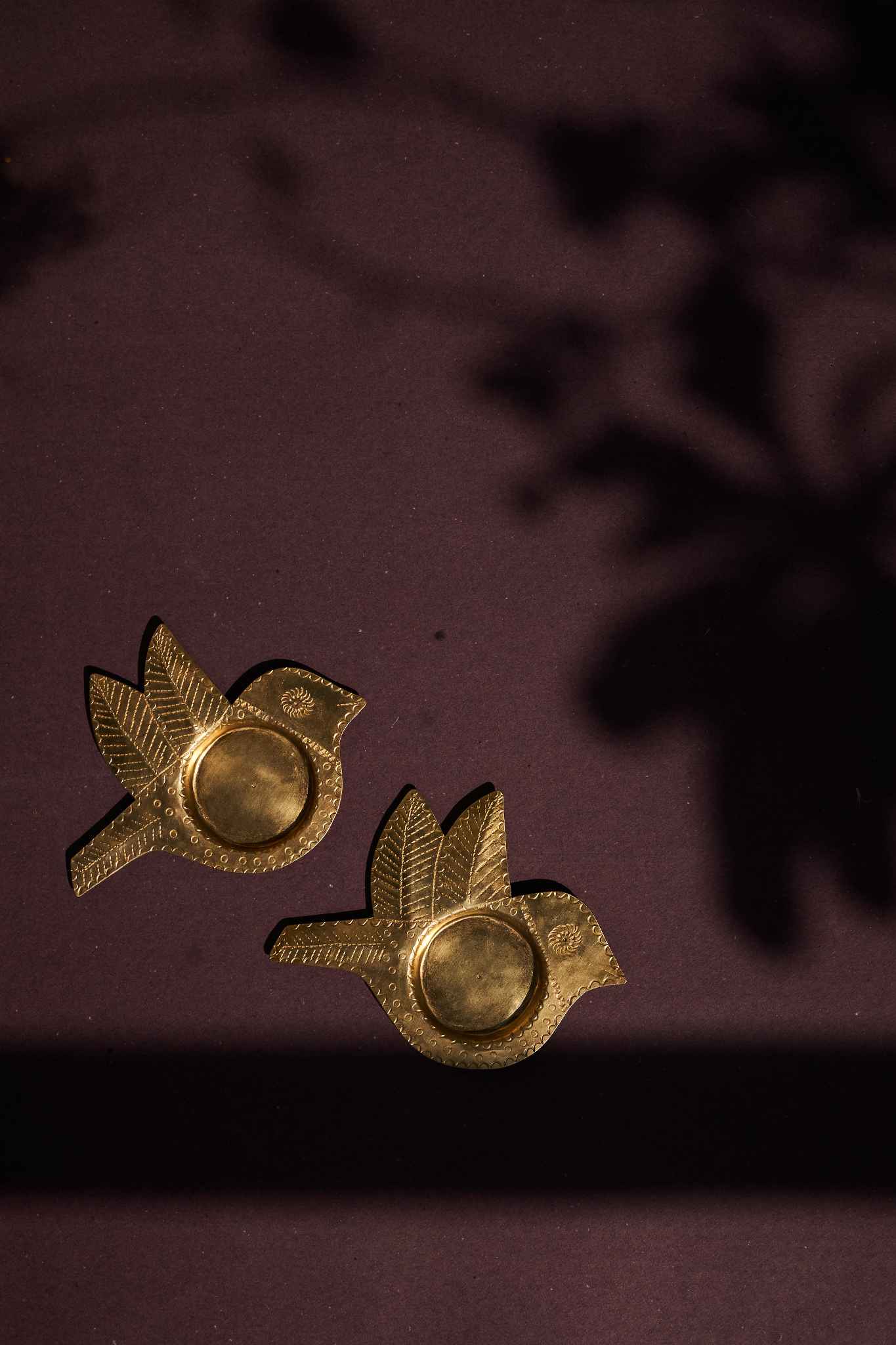 Brass Bird Tea Light Holder (Set of 2)
